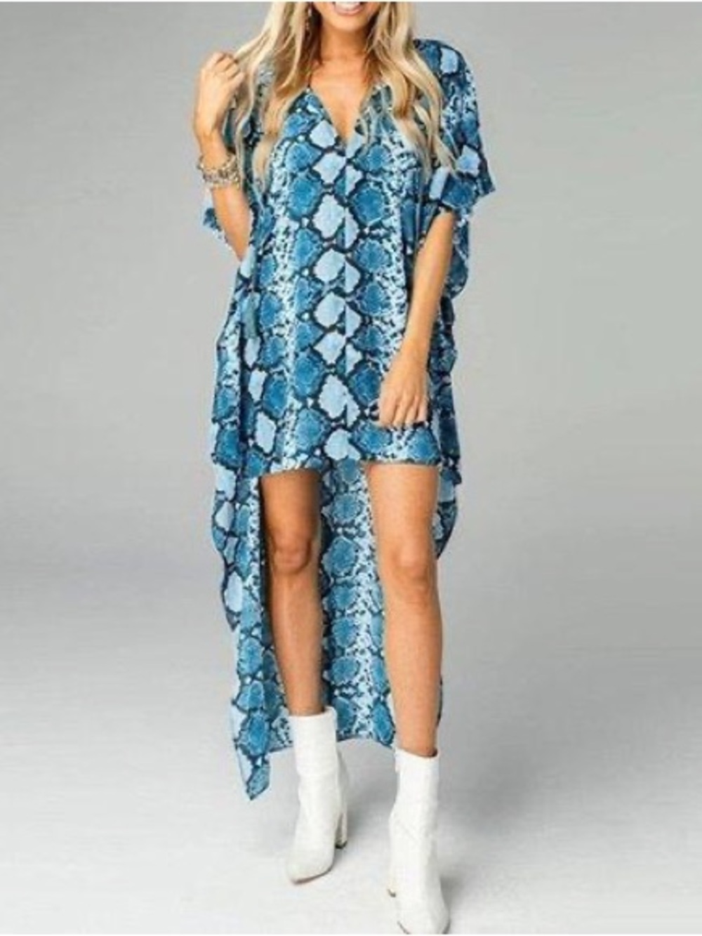 Buddy Love Derby Animal Print Cobalt Blue Black Pink high low dress